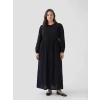 LCW Modest Siyah Bisiklet Yaka Balon Kollu Müslin Elbise
