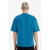 Defacto F8666AXIN194 İndigo %100 Pamuk Boxy Fit Tişört