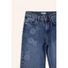 Defacto G7740A8NM34 Mavi Straıght Wıde Çiçek Baskılı Jean Pantolon Kız Çocuk