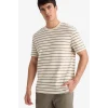 Defacto F9673AXKH82 Haki %100 Pamuk Çizgili Tişört