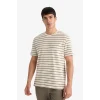 Defacto F9673AXKH82 Haki %100 Pamuk Çizgili Tişört