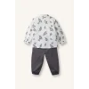 Defacto G7107A5WT34 Beyaz 2li Takım Desenli Gömlek Pantolon Erkek Bebek