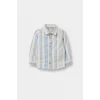 Defacto G6656A5BE343 Mavi Erkek Bebek Çizgili Keten Karışımlı Uzun Kollu Gömlek