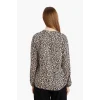 Defacto N1809AZER103 Ekru Regular Fit Bisiklet Yaka Leopar Desenli Uzun Kollu Bluz