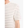 Defacto F9673AXGR67 Gri REGULAR FIT %100 Pamuk Çizgili Tişört