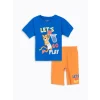 LCW Kids Mavi Bisiklet Yaka Erkek Çocuk Şortlu Pijama Takımı