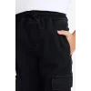 Defacto G6164A8NM40 Siyah Kargo Fit Beli Lastikli Jean Pantolon Erkek Çocuk
