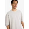 Defacto B4844AXGR368 Gri LOOSE FIT Nefes Alabilen Kumaş Tişört