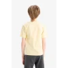 Defacto E0077A8YL487 Sarı Bisiklet Yaka Baskılı Kısa Kollu Tişört Erkek Çocuk