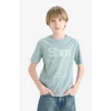 Defacto E0080A8BE801 Mavi Bisiklet Yaka Baskılı Kısa Kollu Tişört Erkek Çocuk