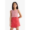 Defacto Z7814A6RD256 Kırmızı Bisiklet Yaka Çizgili Atlet Kız Çocuk