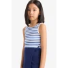 Defacto Z7814A6BE124 Mavi Bisiklet Yaka Çizgili Atlet Kız Çocuk