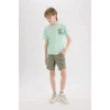 Defacto E6891A8KH447 Haki Waffle Şort Erkek Çocuk