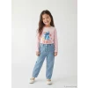 LCW Kids İndigo Beli Lastikli Mom Fit Kız Çocuk Jean Pantolon