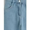 LCW Kids İndigo Beli Lastikli Mom Fit Kız Çocuk Jean Pantolon