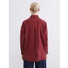 LCWAIKIKI Classic Bordo Oversize Kadın Gömlek