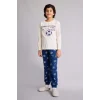 Defacto G9973A8ER98 Ekru Regular Fıt 2li Pijama Takımı Erkek Çocuk