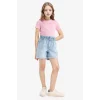 Defacto B3054A8PN444 Pembe Slim Fit Dar Kesim Bisiklet Yaka Ribana Basic Düz Kısa Kollu Tişört Kız Çocuk