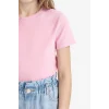 Defacto B3054A8PN444 Pembe Slim Fit Dar Kesim Bisiklet Yaka Ribana Basic Düz Kısa Kollu Tişört Kız Çocuk