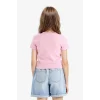Defacto B3054A8PN444 Pembe Slim Fit Dar Kesim Bisiklet Yaka Ribana Basic Düz Kısa Kollu Tişört Kız Çocuk