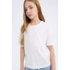 Defacto D9099A8WT34 Beyaz Relax Fit Bisiklet Yaka Basic Düz Kısa Kollu Tişört Kız Çocuk