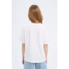 Defacto D9099A8WT34 Beyaz Relax Fit Bisiklet Yaka Basic Düz Kısa Kollu Tişört Kız Çocuk