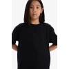 Defacto D9099A8BK81 Siyah Relax Fit Bisiklet Yaka Basic Düz Kısa Kollu Tişört Kız Çocuk