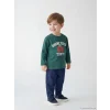 LCW baby Yeşil Tokyo Baskılı Erkek Bebek Tişört