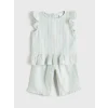 LCW baby Mavi Fırfırlı Kız Bebek Müslin Bluz ve Pantolon