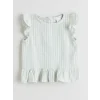 LCW baby Mavi Fırfırlı Kız Bebek Müslin Bluz ve Pantolon