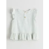LCW baby Mavi Fırfırlı Kız Bebek Müslin Bluz ve Pantolon