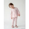 LCW baby Pembe Bisiklet Yaka Fiyonklu Kız Bebek Bluz ve Tayt