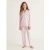 LCW Kids Beyaz Gömlek Yaka Kız Çocuk Pijama Takımı