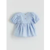 LCW baby Mavi Çiçekli Kız Bebek Bluz ve Tayt
