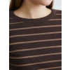 LCWAIKIKI Basic Kahverengi Bisiklet Yaka Çizgili Kadın Body