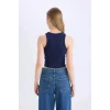 Defacto U0357AZNV42 Lacivert Fıtted Halter Yaka Fitilli Kaşkorse Atlet