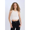 Defacto U0357AZWT32 Beyaz Afra x DeFacto Fitted Halter Yaka Fitilli Kaşkorse Atlet