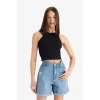 Defacto U0357AZBK81 Siyah Fıtted Halter Yaka Fitilli Kaşkorse Atlet
