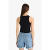 Defacto U0357AZBK81 Siyah Fıtted Halter Yaka Fitilli Kaşkorse Atlet