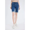 Defacto A1958AXNM28 Mavi Normal Bel Katlamalı Paça Jean Bermuda Şort