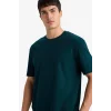 Defacto E7961AXGN465 Yeşil %100 Pamuk Basic Tişört
