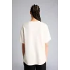 Defacto D7127AXER218 Ekru Oversıze Bisiklet Yaka Sporcu Modal Kısa Kollu Tişört