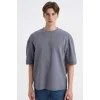 Defacto B4844AXGR504 Gri LOOSE FIT Nefes Alabilen Kumaş Tişört