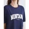 LCW Vision Lacivert Montana Baskılı Oversize Kadın Tişört