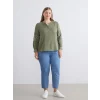 LCW Grace Yeşil Kaçık Yaka Nakışlı Bluz