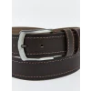 LCW ACCESSORIES Kahverengi Deri Görünümlü Dekoratif Dikişli Erkek Kemer