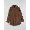 LCW Modest Kahverengi Kadın Fitilli Kadife Gömlek Tunik