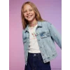 LCW Kids Mavi Çiçek Nakışlı Kız Çocuk Jean Ceket