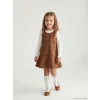 LCW Kids Kahverengi Kız Çocuk Jile Elbise ve Uzun Kollu Tişört