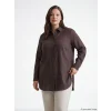 LCW Modest Kahverengi Dokulu Kadın Gömlek Tunik